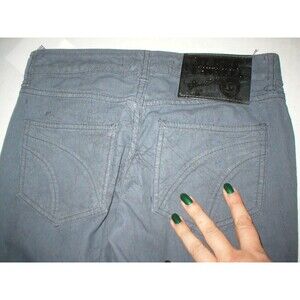 New NWT Designer Just Cavalli Jeans Gray 24 Italy Skinny Womens Black Crop Glam